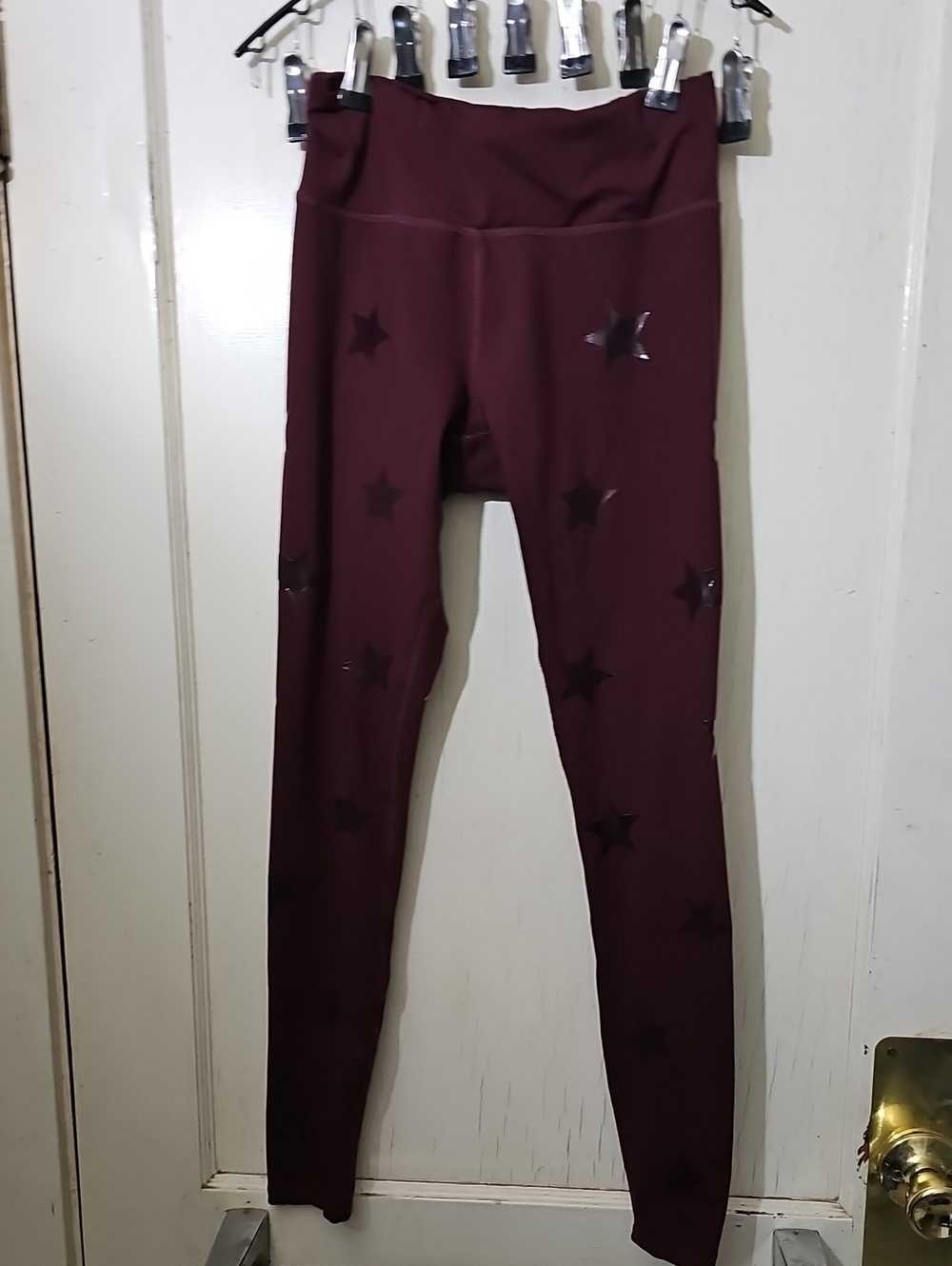 Womens Maroon Star Print Leggings